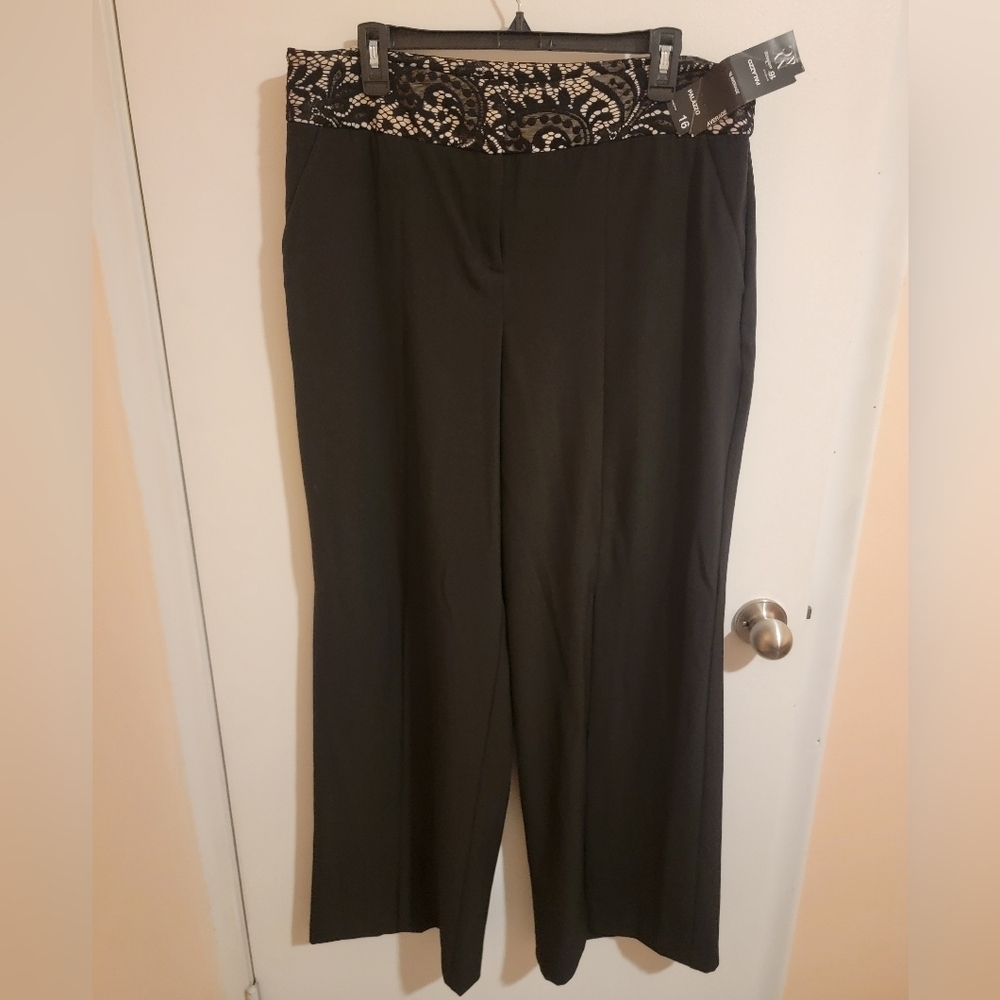 7th Avenue Womens Pants Sz 16 Black Palazzo Dress Work Career Stretch NWT 38x32